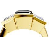 Yellow gold Three Stone Fancy Black Asscher Cut Cut Channel Set Diamond Ring_4