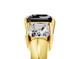 Yellow gold Three Stone Fancy Black Asscher Cut Cut Channel Set Diamond Ring_5