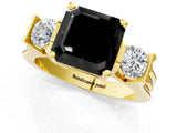 Yellow gold Three-Stone Fancy Black Asscher Cut Cut Classic Band Prong Setting Ring_1