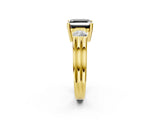 Yellow gold Three-Stone Fancy Black Asscher Cut Cut Classic Band Prong Setting Ring_2