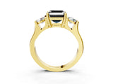 Yellow gold Three-Stone Fancy Black Asscher Cut Cut Classic Band Prong Setting Ring_3