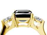 Yellow gold Three-Stone Fancy Black Asscher Cut Cut Classic Band Prong Setting Ring_4
