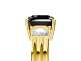 Yellow gold Three-Stone Fancy Black Asscher Cut Cut Classic Band Prong Setting Ring_5