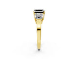 Yellow gold Three-Stone Fancy Black Asscher Cut Cut Diamond Engagement Ring with Flat Band and Four-Prong Setting_14