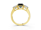 Yellow gold Three-Stone Fancy Black Asscher Cut Cut Diamond Engagement Ring with Flat Band and Four-Prong Setting_15