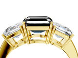 Yellow gold Three-Stone Fancy Black Asscher Cut Cut Diamond Engagement Ring with Flat Band and Four-Prong Setting_16