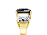 Yellow gold Three-Stone Fancy Black Asscher Cut Cut Diamond Engagement Ring with Flat Band and Four-Prong Setting_17