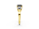 Yellow gold Three-Stone Fancy Black Asscher Cut Cut Diamond Engagement Ring with Flat Band and Four-Prong Setting_2