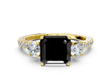 Yellow gold Three-Stone Fancy Black Asscher Cut Cut Diamond Pavé Band with Prong Setting_15