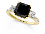 Yellow gold Three-Stone Fancy Black Asscher Cut Cut Diamond Pavé Band with Prong Setting_16