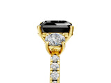 Yellow gold Three-Stone Fancy Black Asscher Cut Cut Diamond Pavé Band with Prong Setting_20