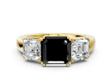 Yellow gold Three-Stone Fancy Black Asscher Cut Cut Diamond Ring with Channel Set Band and Four-Prong Setting_12