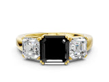 Yellow gold Three-Stone Fancy Black Asscher Cut Cut Diamond Ring with Channel Set Band and Four-Prong Setting_24