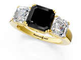 Yellow gold Three-Stone Fancy Black Asscher Cut Cut Diamond Ring with Channel Set Band and Four-Prong Setting_25