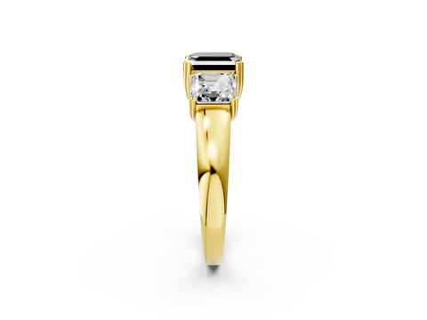 Yellow gold Three-Stone Fancy Black Asscher Cut Cut Diamond Ring with Channel Set Band and Four-Prong Setting_2