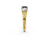 Yellow gold Three-Stone Fancy Black Asscher Cut Cut Diamond Ring with Channel-Set Band and Prong Setting_14