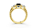 Yellow gold Three-Stone Fancy Black Asscher Cut Cut Diamond Ring with Channel-Set Band and Prong Setting_15