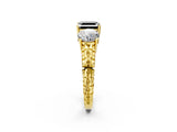 Yellow gold Three-Stone Fancy Black Asscher Cut Cut Diamond Ring with Channel-Set Band and Prong Setting_2