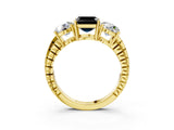 Yellow gold Three-Stone Fancy Black Asscher Cut Cut Diamond Ring with Channel-Set Band and Prong Setting_3