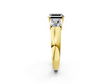 Yellow gold Three-Stone Fancy Black Asscher Cut Cut Diamond Ring with Prong Setting and Classic Band_2