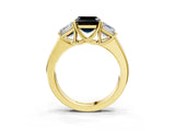 Yellow gold Three-Stone Fancy Black Asscher Cut Cut Diamond Ring with Prong Setting and Classic Band_3