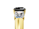 Yellow gold Three-Stone Fancy Black Asscher Cut Cut Diamond Ring with Prong Setting and Classic Band_5