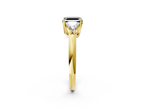 Yellow gold Three-Stone Fancy Black Asscher Cut Cut Diamond Ring with Trillion Side Stones and Four-Prong Setting_5