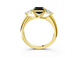 Yellow gold Three-Stone Fancy Black Asscher Cut Cut Diamond Ring with Trillion Side Stones and Four-Prong Setting_6