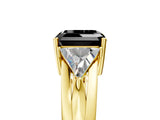 Yellow gold Three-Stone Fancy Black Asscher Cut Cut Diamond Ring with Trillion Side Stones on a Split Shank Band_11