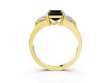 Yellow gold Three-Stone Fancy Black Asscher Cut Cut Diamond Ring with Trillion Side Stones on a Split Shank Band_3
