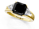 Yellow gold Three-Stone Fancy Black Asscher Cut Cut Diamond Ring with Trillion Side Stones on a Split Shank Band_7