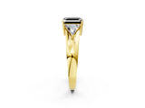 Yellow gold Three-Stone Fancy Black Asscher Cut Cut Diamond Ring with Trillion Side Stones on a Split Shank Band_8