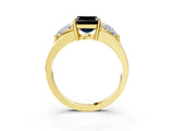 Yellow gold Three-Stone Fancy Black Asscher Cut Cut Diamond Ring with Trillion Side Stones on a Split Shank Band_9