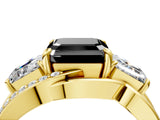 Yellow gold Three-Stone Fancy Black Asscher Cut Cut Diamond Split Shank Prong Set Ring_16