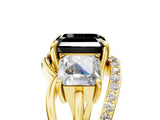 Yellow gold Three-Stone Fancy Black Asscher Cut Cut Diamond Split Shank Prong Set Ring_5