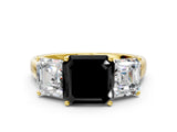 Yellow gold Three-Stone Fancy Black Asscher Cut Cut Solitaire Ring with Classic Prong Setting