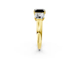 Yellow gold Three-Stone Fancy Black Asscher Cut Cut Solitaire Ring with Classic Prong Setting_2
