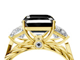 Yellow gold Three-Stone Fancy Black Asscher Cut Diamond Braided Band Ring with Four-Prong Setting_16