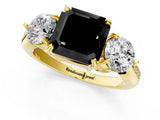 Yellow gold Three-Stone Fancy Black Asscher Cut Diamond Channel Set Engagement Ring with Prong Setting_13