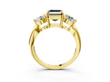 Yellow gold Three-Stone Fancy Black Asscher Cut Diamond Channel Set Engagement Ring with Prong Setting_15