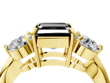 Yellow gold Three-Stone Fancy Black Asscher Cut Diamond Channel Set Engagement Ring with Prong Setting_16