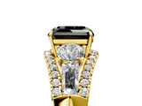 Yellow gold Three-Stone Fancy Black Asscher Cut Diamond Engagement Ring with Pave Band and Prong Setting_17