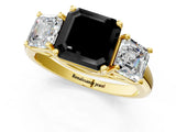 Yellow gold Three-Stone Fancy Black Asscher Cut Diamond Engagement Ring with Prong Setting_4