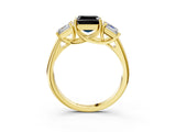 Yellow gold Three-Stone Fancy Black Asscher Cut Diamond Engagement Ring with Prong Setting_6