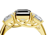 Yellow gold Three-Stone Fancy Black Asscher Cut Diamond Engagement Ring with Prong Setting_7