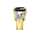 Yellow gold Three-Stone Fancy Black Asscher Cut Diamond Engagement Ring with Prong Setting_8