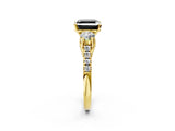 Yellow gold Three-Stone Fancy Black Asscher Cut Diamond Pavé Band with Four-Prong Setting_2
