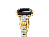 Yellow gold Three-Stone Fancy Black Asscher Cut Diamond Pavé Band with Four-Prong Setting_5