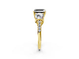 Yellow gold Three-Stone Fancy Black Asscher Cut Diamond Ring with Pavé Band and Prong Setting_26