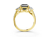 Yellow gold Three-Stone Fancy Black Asscher Cut Diamond Ring with Pavé Band and Prong Setting_27